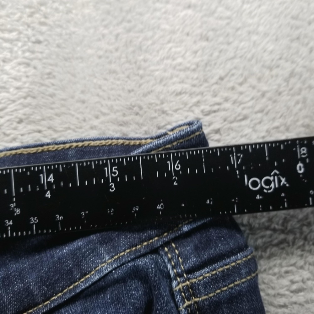 Judy Blue Jeans Womens 32 Blue Flare‎ Mid Rise Dark Wash Raw Hem Stretch - Picture 6 of 10